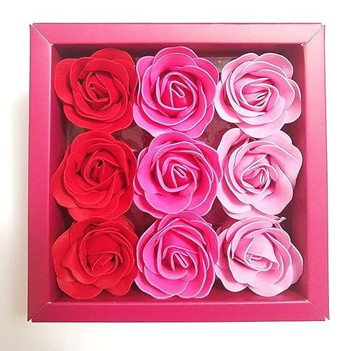 Box of Flora Scented Roses Flower Bath Soap, Plant Essential Oil Rose Soap in Gift Box, Gift for Anniversary/Birthday/Wedding/Valentine’s Day/Mother’s