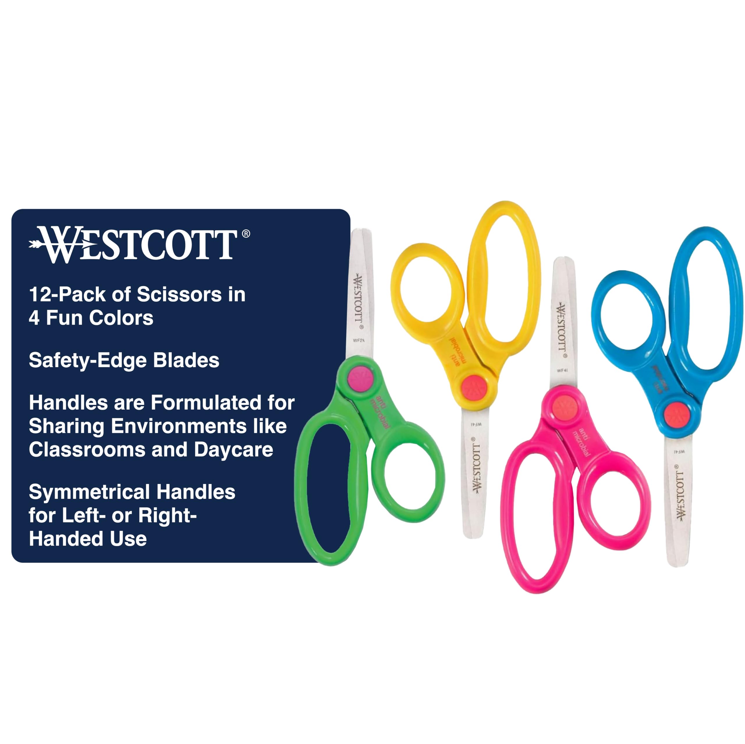Westcott 14871 Right- and Left-Handed Scissors, Kids' Scissors, Back ...