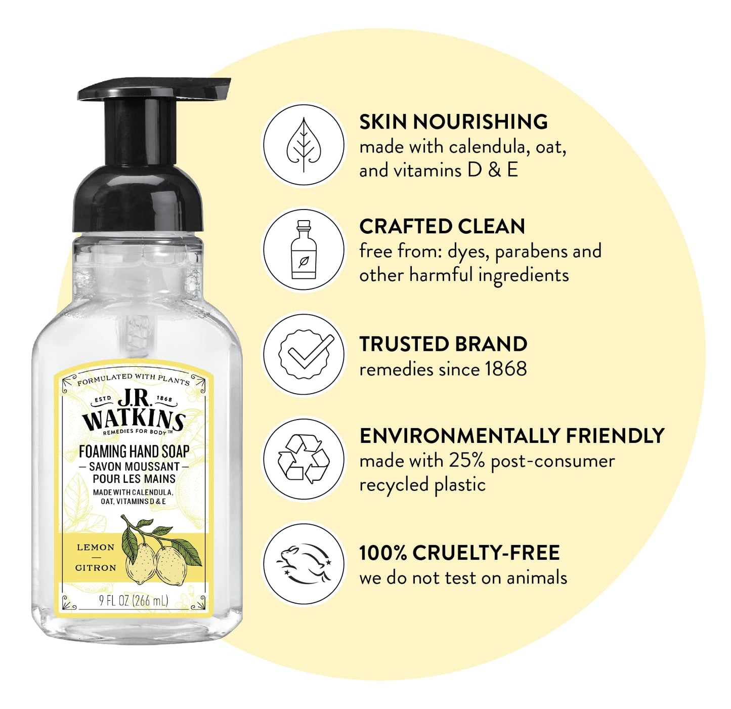 Watkins 20626 9 oz Lemon Scent Foaming Hand Soap