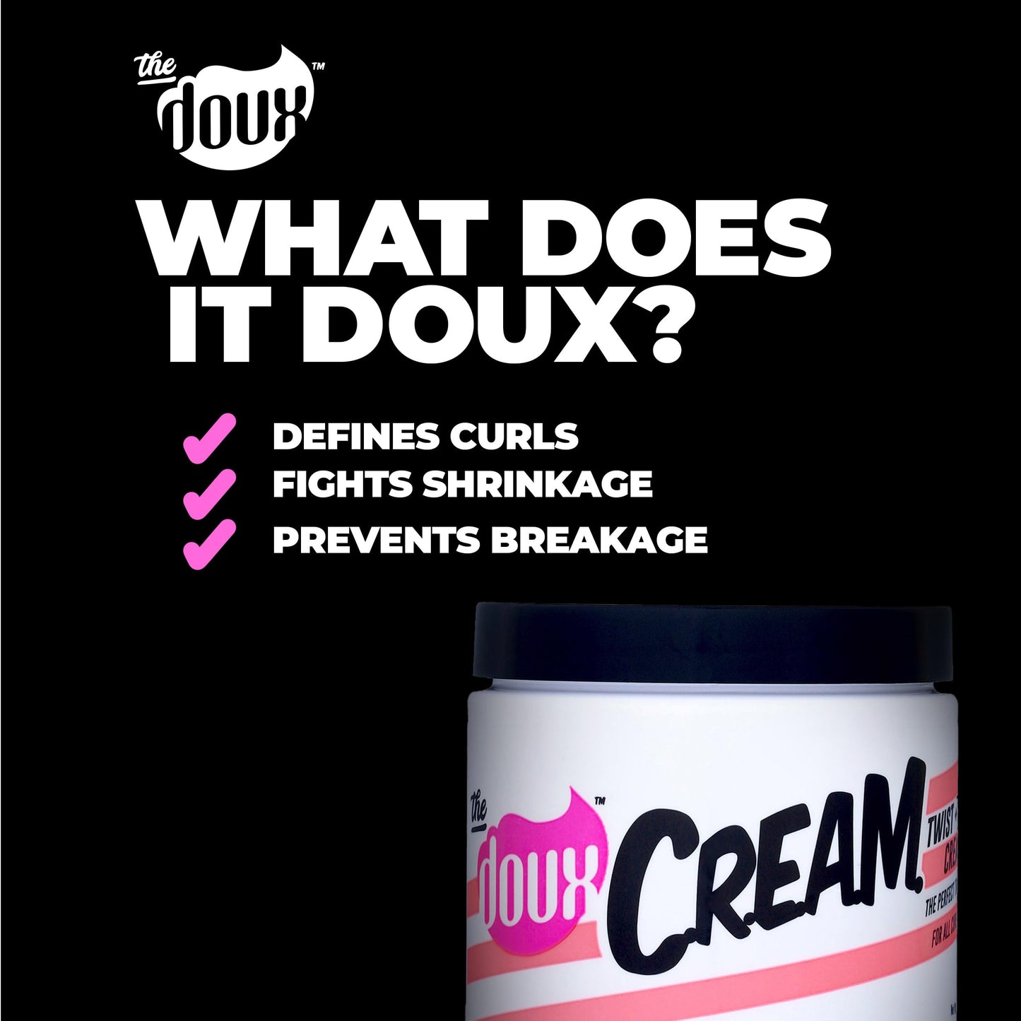 The Doux C.R.E.A.M. Twist & Curl Cream - Curl Defining Cream with Coconut & Avocado Oils for Curly Hair - Frizz Control & Long-Lasting Moisture
