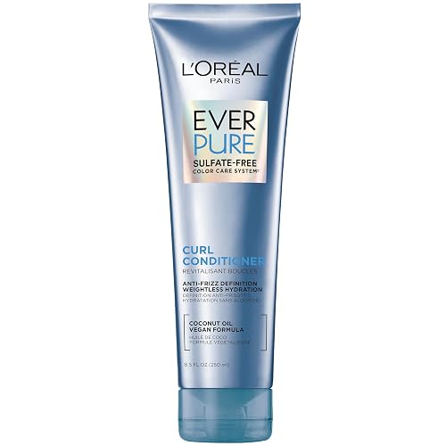 L'Oreal Paris Sulfate Free Conditioner for Curly Hair, Lightweight, Anti-Frizz Hair Care with Coconut Oil, EverPure, 8.5 Fl Oz (Packaging May Vary)