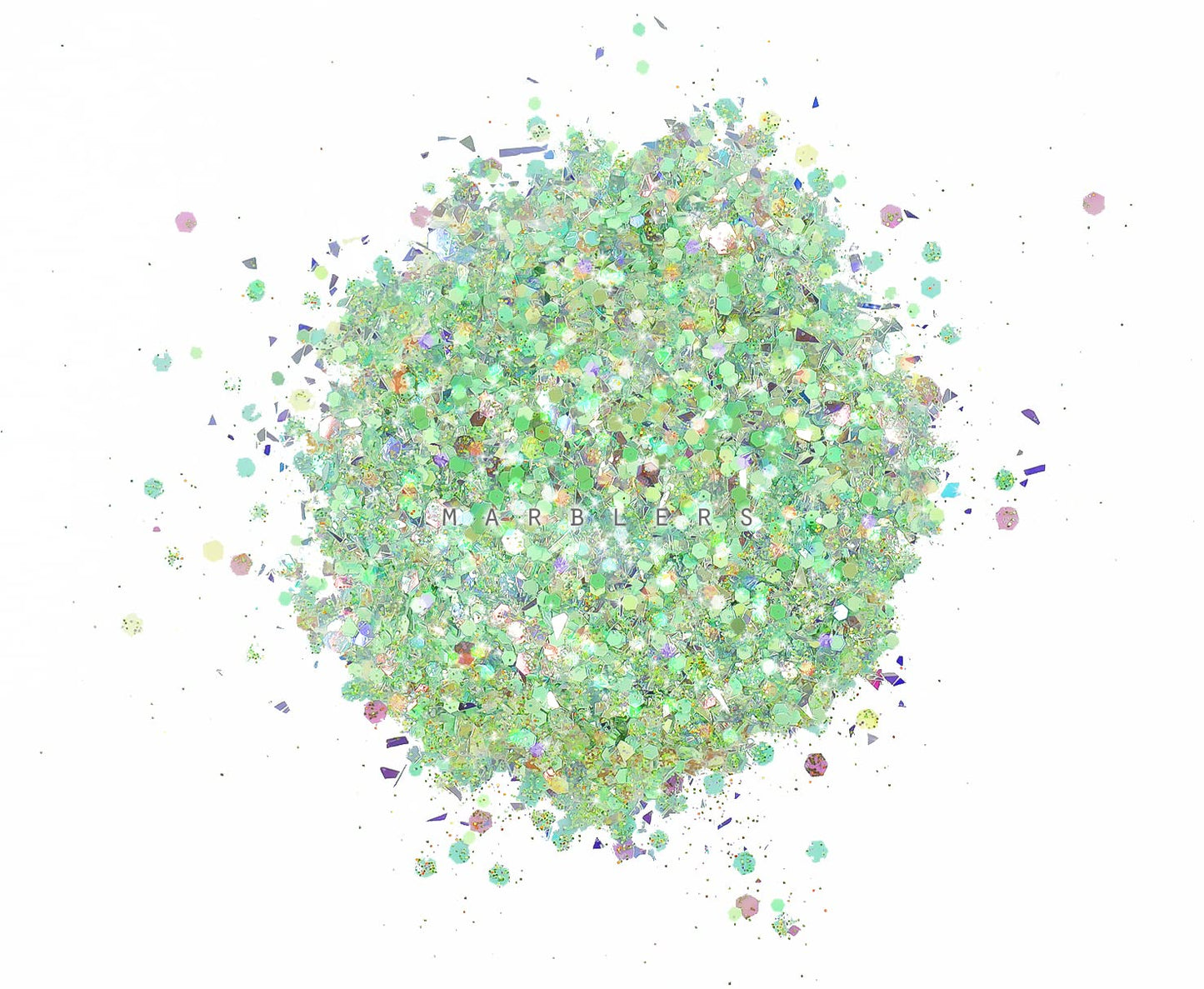MARBLERS Mixed Shaped Face & Body Glitter [Green] 0.18oz (5g) | Chunky | Chopped | Flake | Non-Toxic | Vegan | Cruelty-Free | Festival, Rave & Party
