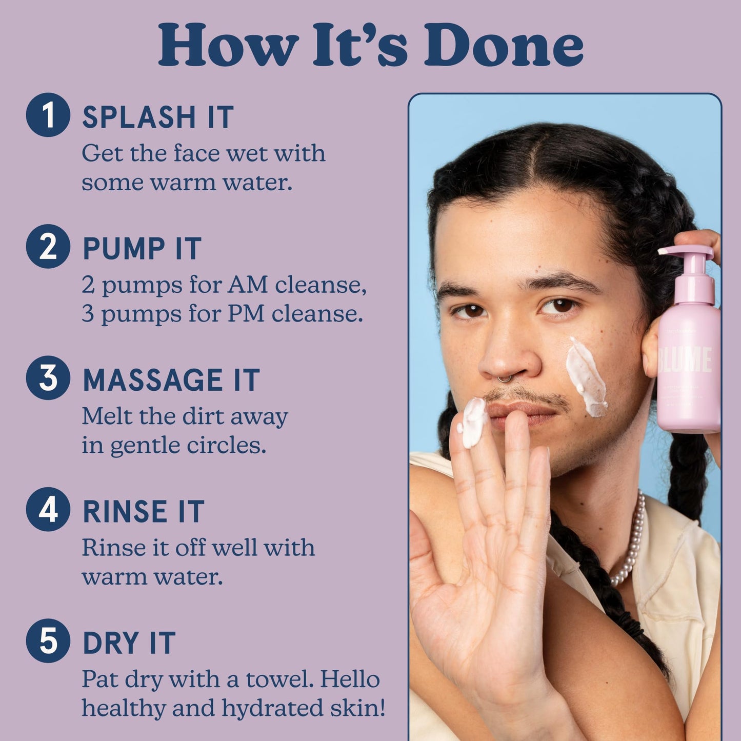 Blume Daydreamer Hydrating Face Wash for Women & Men - Gentle Facial Cleanser Enriched with Chamomile & Lavender to Soothe Skin - Non-Stripping Cream