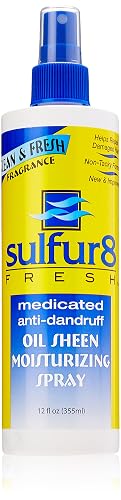 SULFUR8 Fresh Oil Sheen Medicated Anti-Dandruff Moisturizing Spray 12 oz - Helps Control Dandruff, Itchy Scalp Relief with Clean Fresh Fragrance