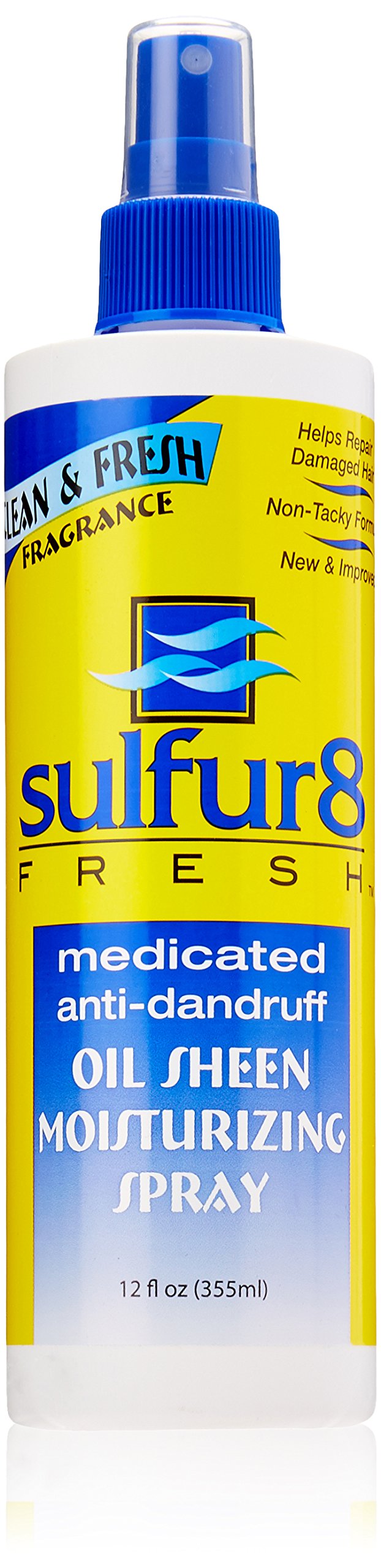 SULFUR8 Fresh Oil Sheen Medicated Anti-Dandruff Moisturizing Spray 12 oz - Helps Control Dandruff, Itchy Scalp Relief with Clean Fresh Fragrance