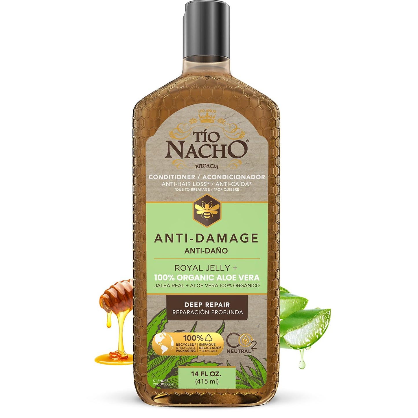 Tio Nacho Anti-Damage Conditioner with Aloe Vera & Royal Jelly, Keratin Conditioner for Women, Deep Repair for Damaged Hair, Nourishing Aloe Vera Hair