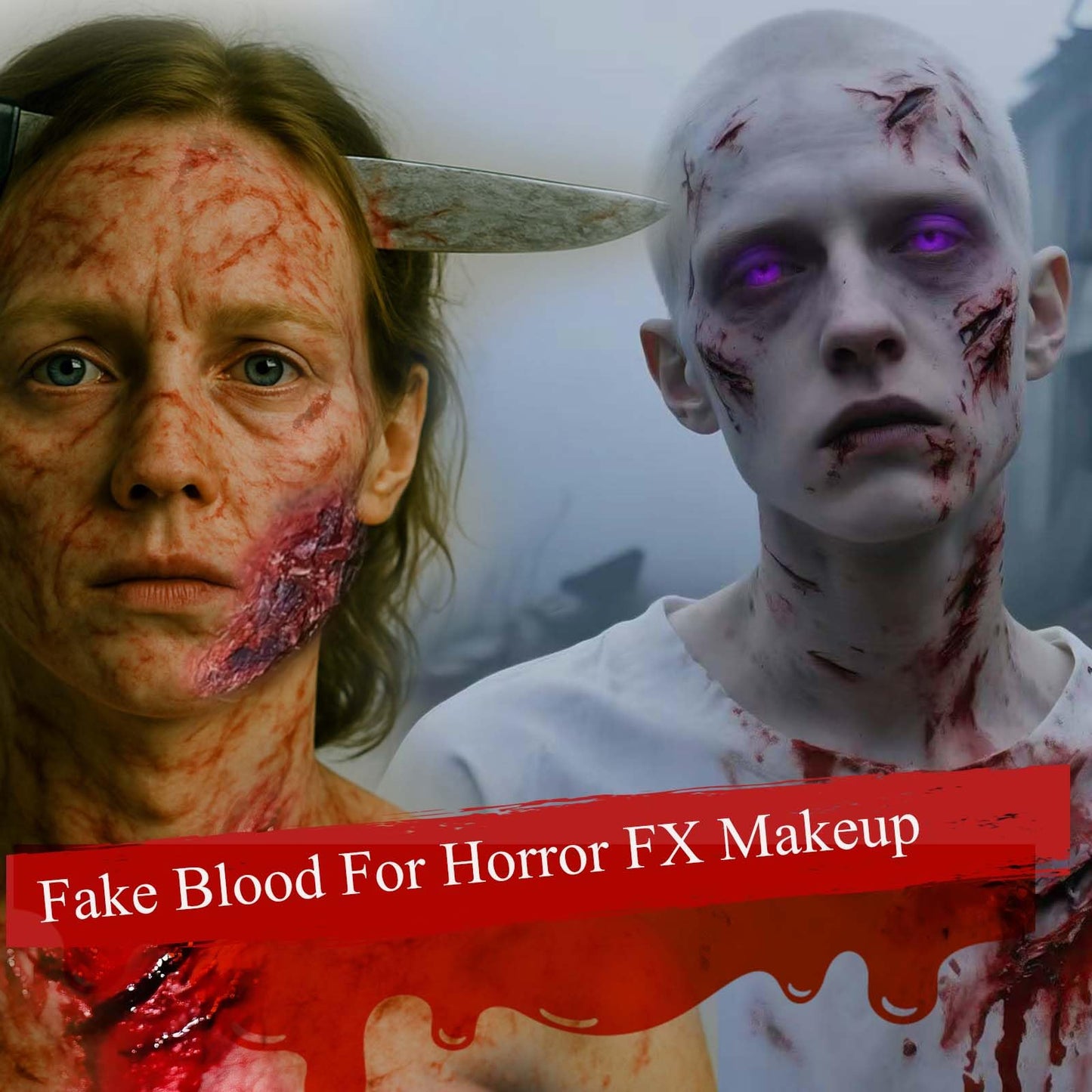 Fake Blood spray,2.01FL.OZ Vampire Blood Makeup,Halloween Fake Blood Spray Eye Blood Drops Body Paint?Blood Splatter for Clothes,Halloween Zombie