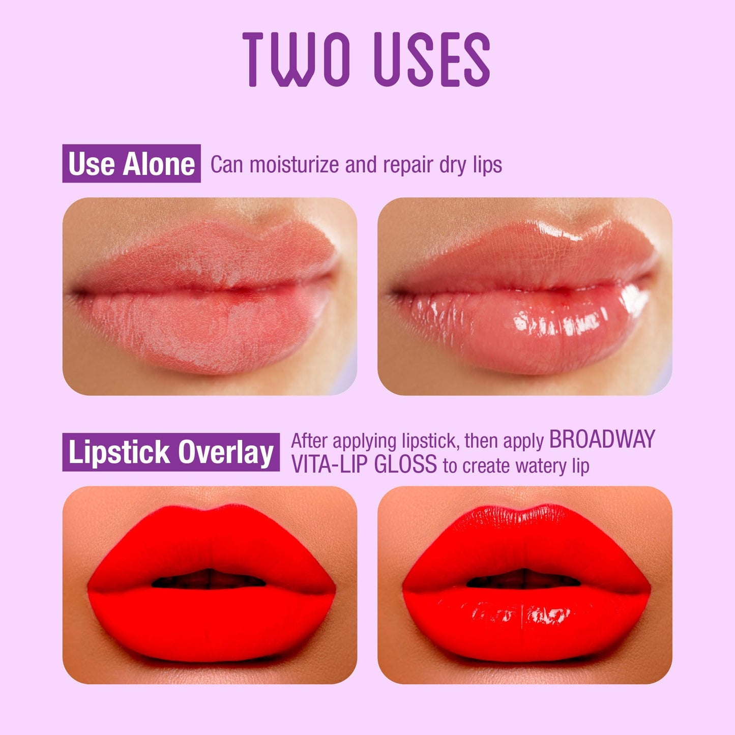 Ruby Kisses Broadway Vita-Lip Clear Lip Gloss (Vitamin E 6 Pack), Ultra-Hydrating & Soothing Formula with Multi-Vitamin Oils, High-Shine Non-Sticky