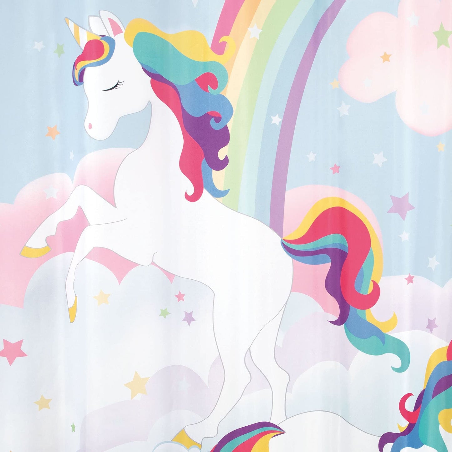 Allure Home Creation Unicorn & Rainbow Polyester Fabric Printed Shower Curtain 70"x72" Multicolor