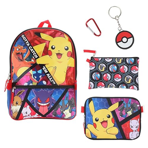 Bioworld Pokemon Trainer Gotta Catch 'Em All Youth 5-Piece Backpack Set