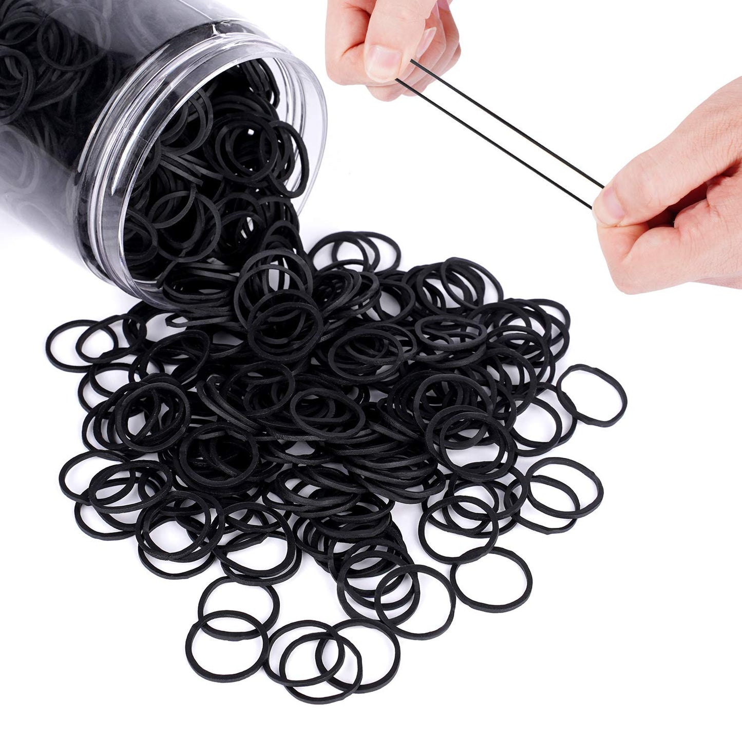 HOYOLS 1/2 Inch Small Black Rubber Bands for Hair Ties Elastics Mini Toddler Braids Ponytail Holders for Baby Girls Infants Kids Thick Hair No Damage