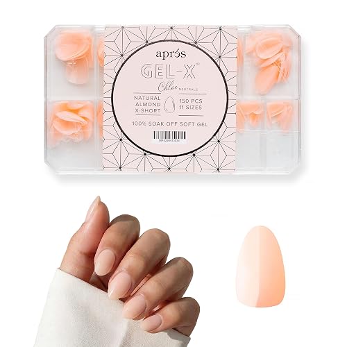 Apres Neutrals Gel-X Chloe Box Of Nail Tips, 11 Sizes 00-9, Soft Gel Tip Box (150pcs) (Natural Almond Extra Short, 150) Beauty & Personal Care APRÉS