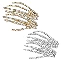 4Pcs Halloween Skeleton Hands Hair Barrettes,Halloween Hair Clips for Women Girls,Rhinestone Skull Hand Hair Clip Hairpin,Zombie Punk Rock Hair