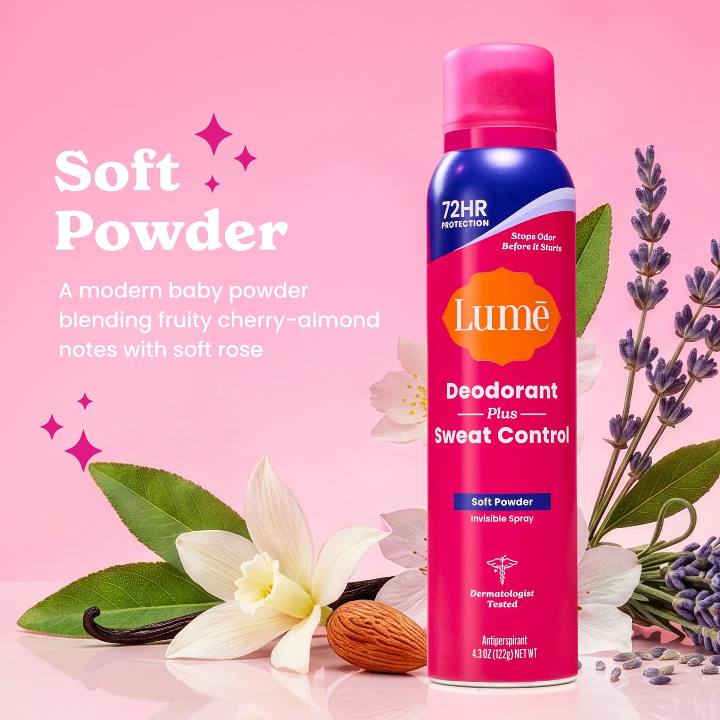 Lume Deodorant Plus Sweat Control - Invisible Spray - Extra Strength Antiperspirant For Underarms - 72 Hour Odor And Sweat Control - Phthalate Beauty and Personal Care Lume
