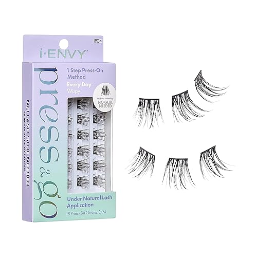 i-ENVY Press&Go Self-Adhesive Eyelashes, No Glue Needed False Eyelash Clusters, Easy Application 1 Step Press-On Lashes, No Damage or Residue (Every…