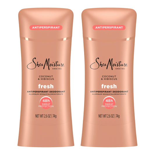 SheaMoisture Antiperspirant Deodorant Stick Fresh Coconut & Hibiscus 2 Count for 48HR Sweat & Odor Protection with No Parabens & No Mineral Oil 2.6 oz Beauty and Personal Care Shea Moisture