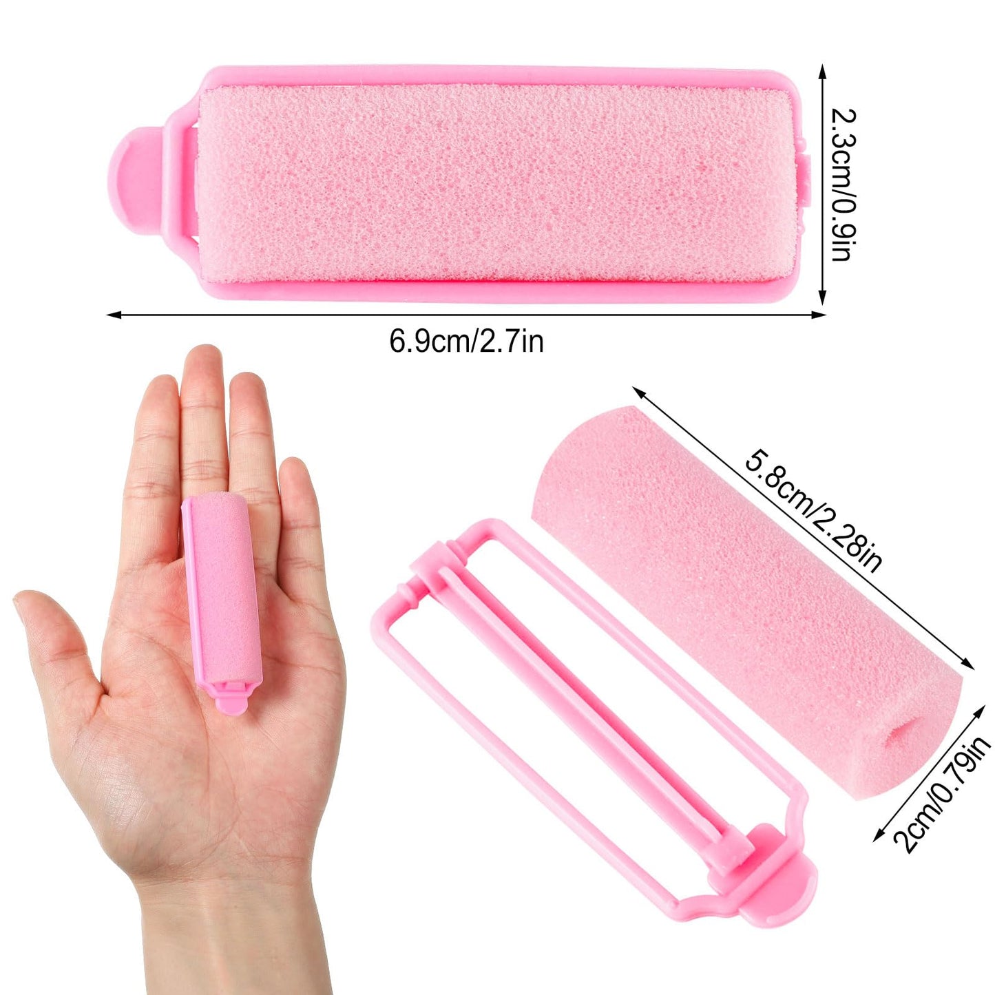 12 Pcs Foam Sponge Hair Rollers 2.4 Inch Hair Curlers to Sleep Heatless Curler Hair Pink Christmas Party Hairstyles