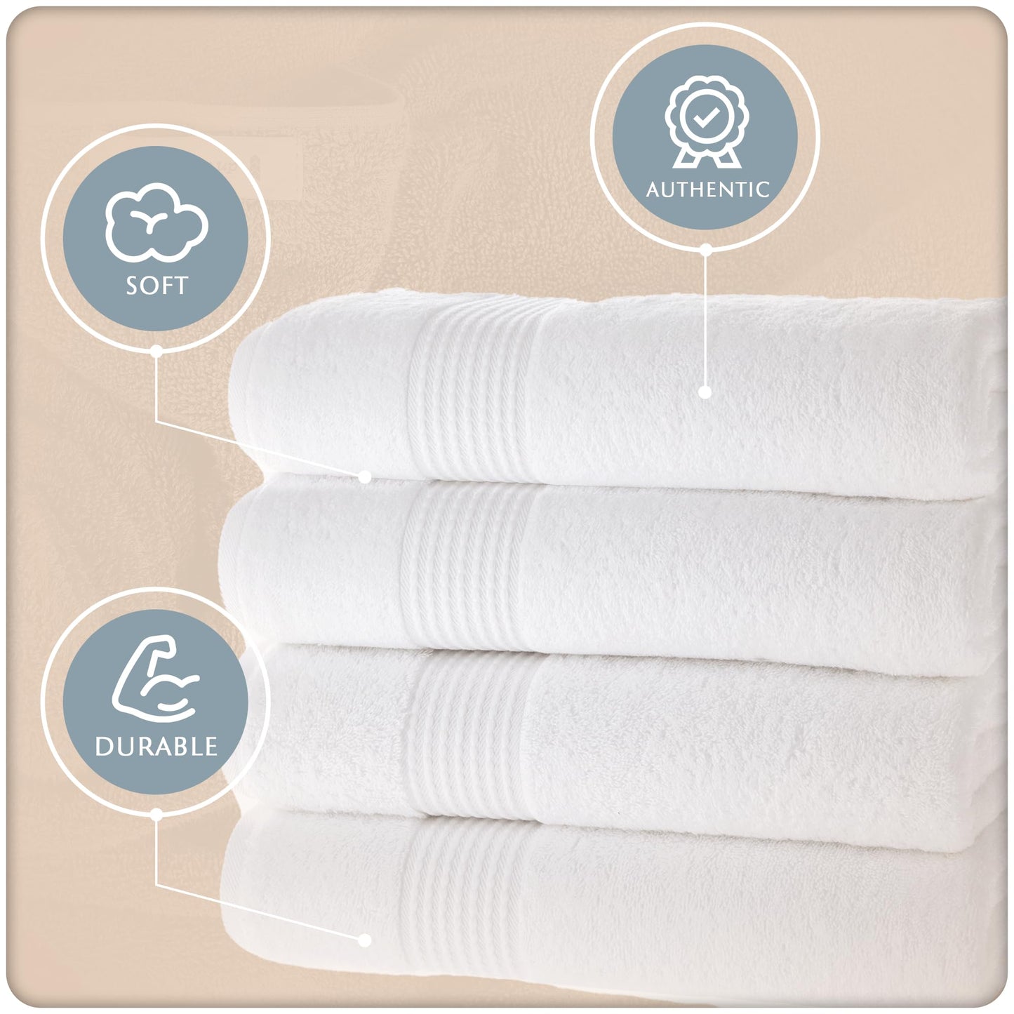 MAURA Basics Performance Bath Towels 100% Turkish Cotton with Hook Loops. Extra Large Luxury Absorbent Plush Towel Sets for Bathroom, Daily Use…