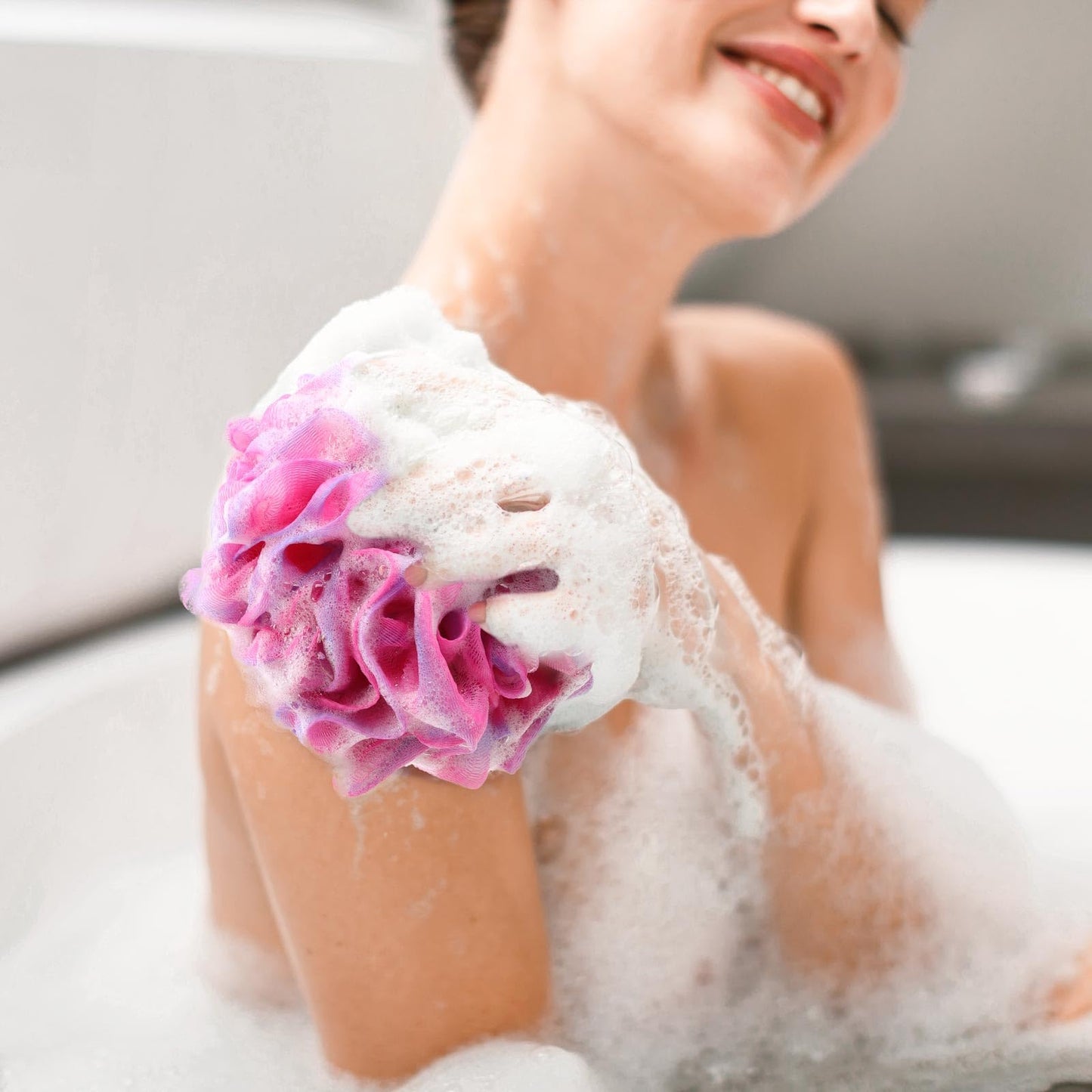 BTYMS 75g/Pc Large Loofahs Shower Sponge, Exfoliating Body Scrubber Shower Scrunchies Mesh Pouf Bath Sponges - Pack of 6 Beauty and Personal Care BTYMS
