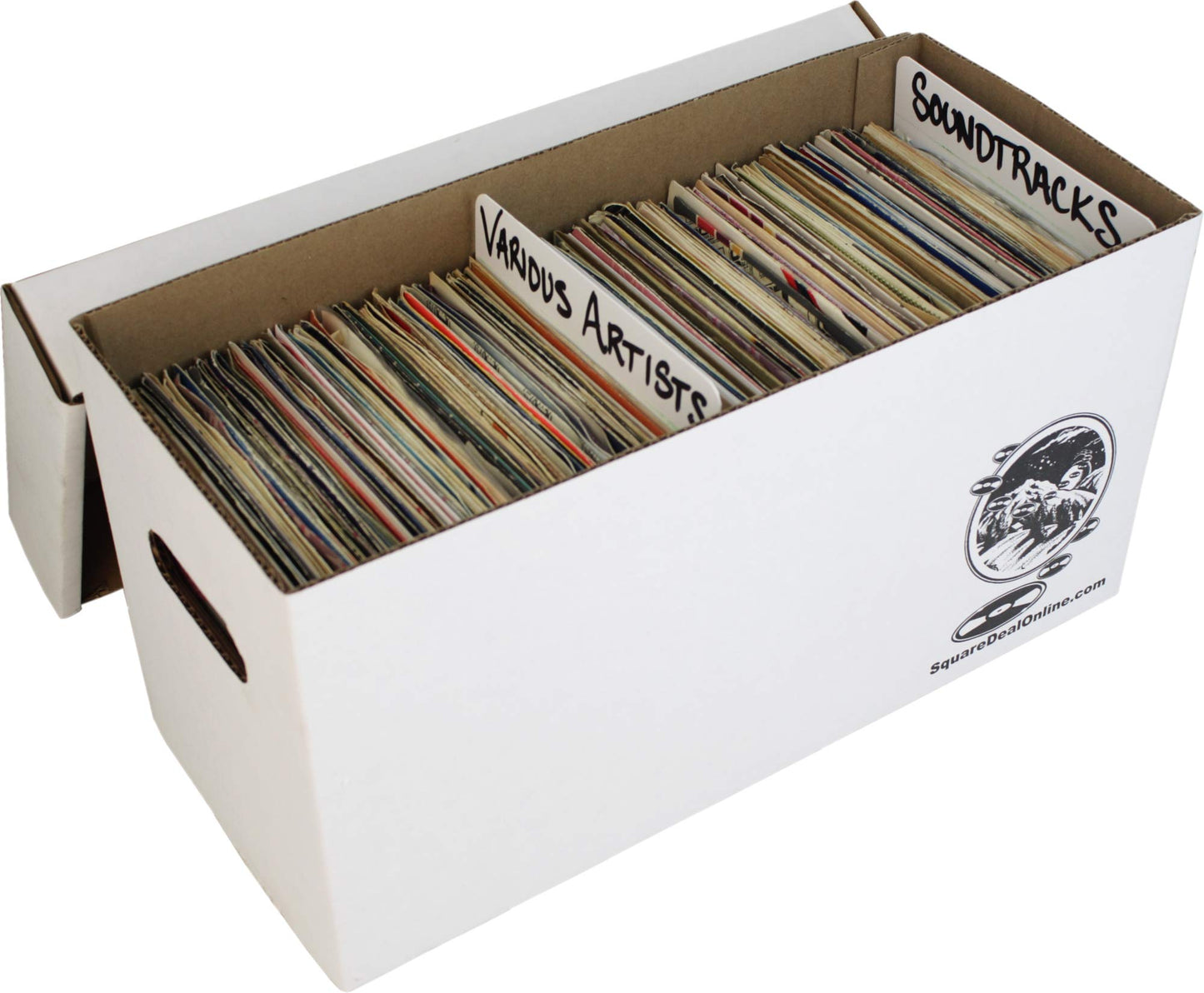 Square Deal Recordings & Supplies 7" 45rpm Vinyl Record Storage Box - Heavy Duty Cardboard with Removable Lid - Holds up to 200 7" Records - 1 Box…