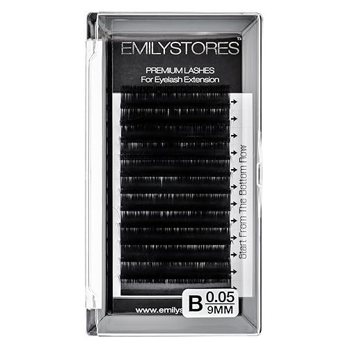EMILYSTORES Lash Extensions 0.05mm Thickness B Curl 9mm Length Natural Looking Volume Eyelashes For Eyelash Extensions(0.05,B,9mm)