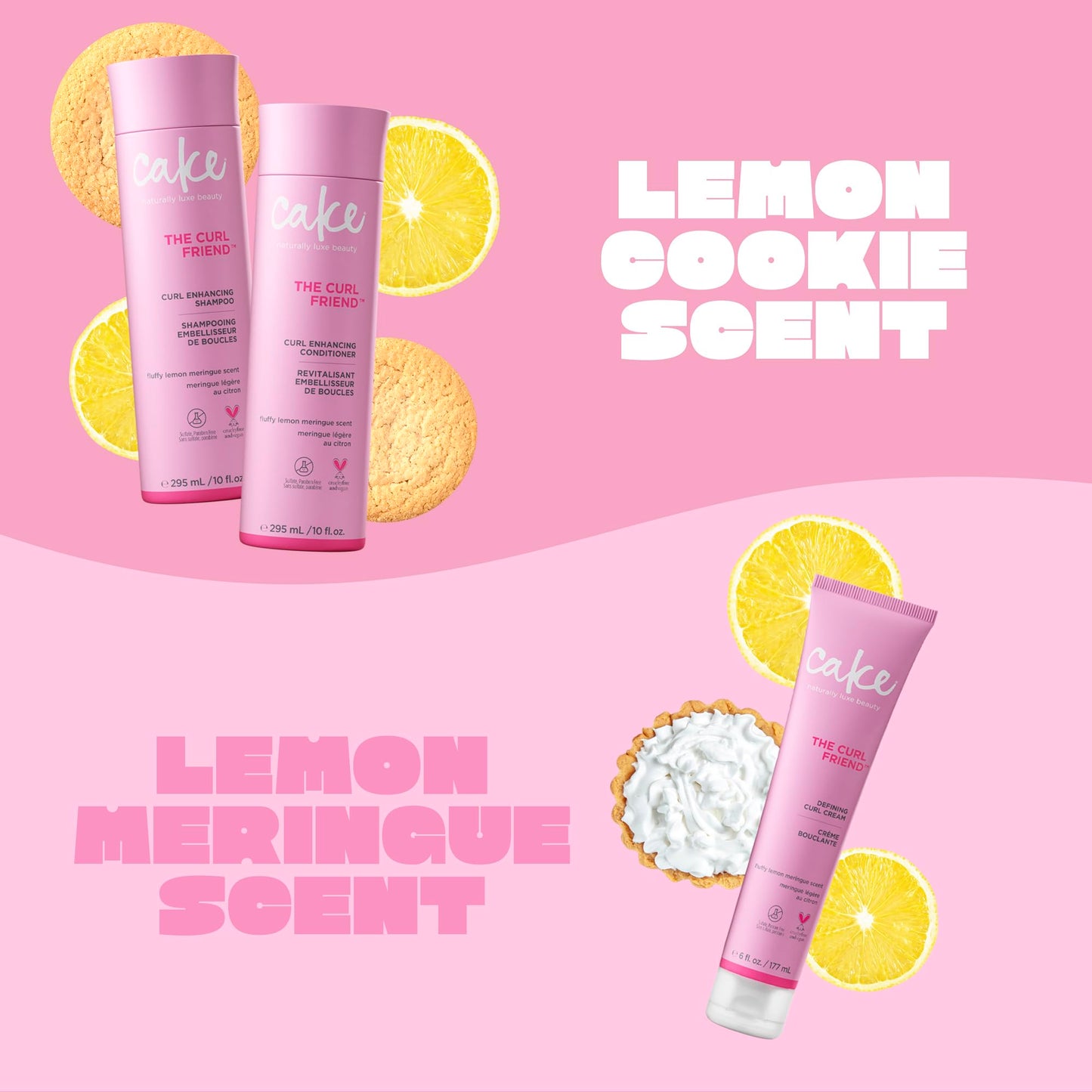 Cake Beauty Curl Friend Curl Defining Shampoo, Conditioner & Cream Set - Avocado & Argan Oil Curly Hair Products - Anti-Frizz, Cruelty Free & Vegan