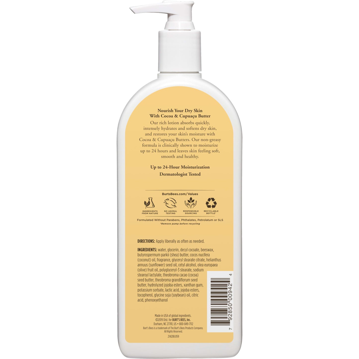 Burt's Bees Richly Replenishing Body Lotion, Cocoa & Cupuacu Butters 12 oz (Pack of 2)