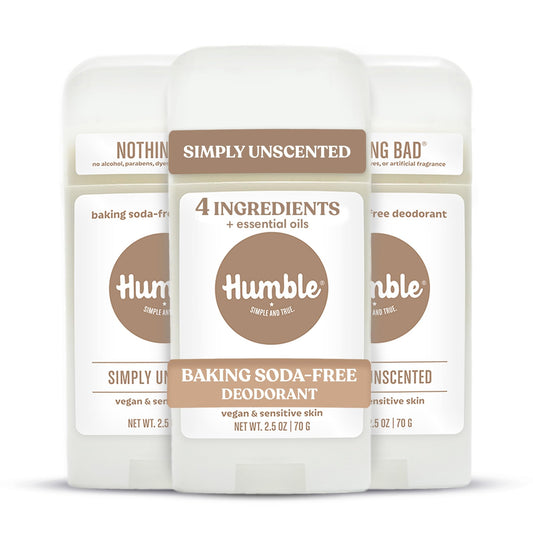 Humble Aluminum-Free Deodorant for Women & Men, Simply Unscented - Baking Soda-Free Natural Deodorant Stick for Sensitive Skin with Essential Oils Beauty and Personal Care HUMBLE SIMPLE AND TRUE.