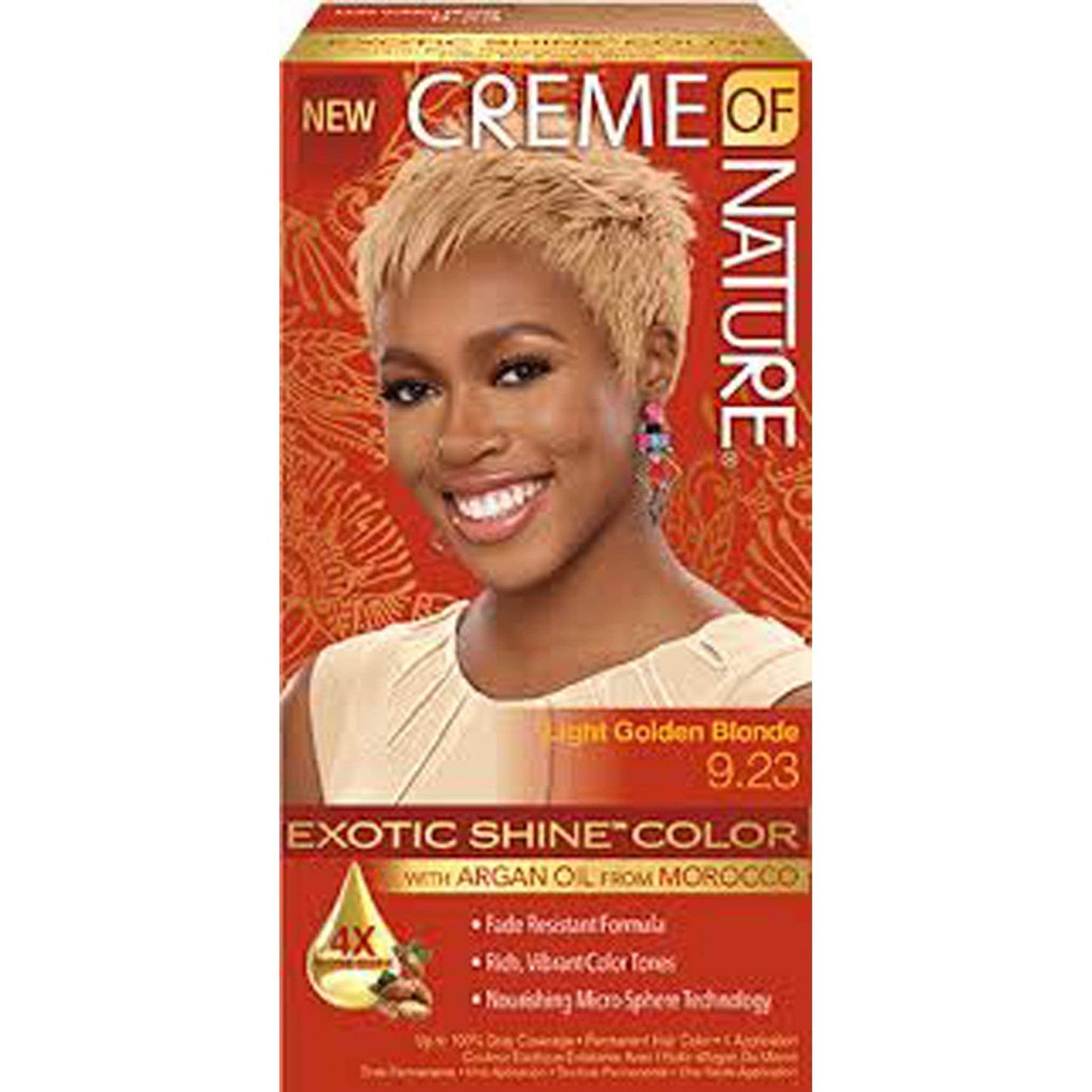 Creme of Nature Exotic Shine Hair Color With Argan Oil from Morocco, 9.23 Light Golden Brown, 1 Application