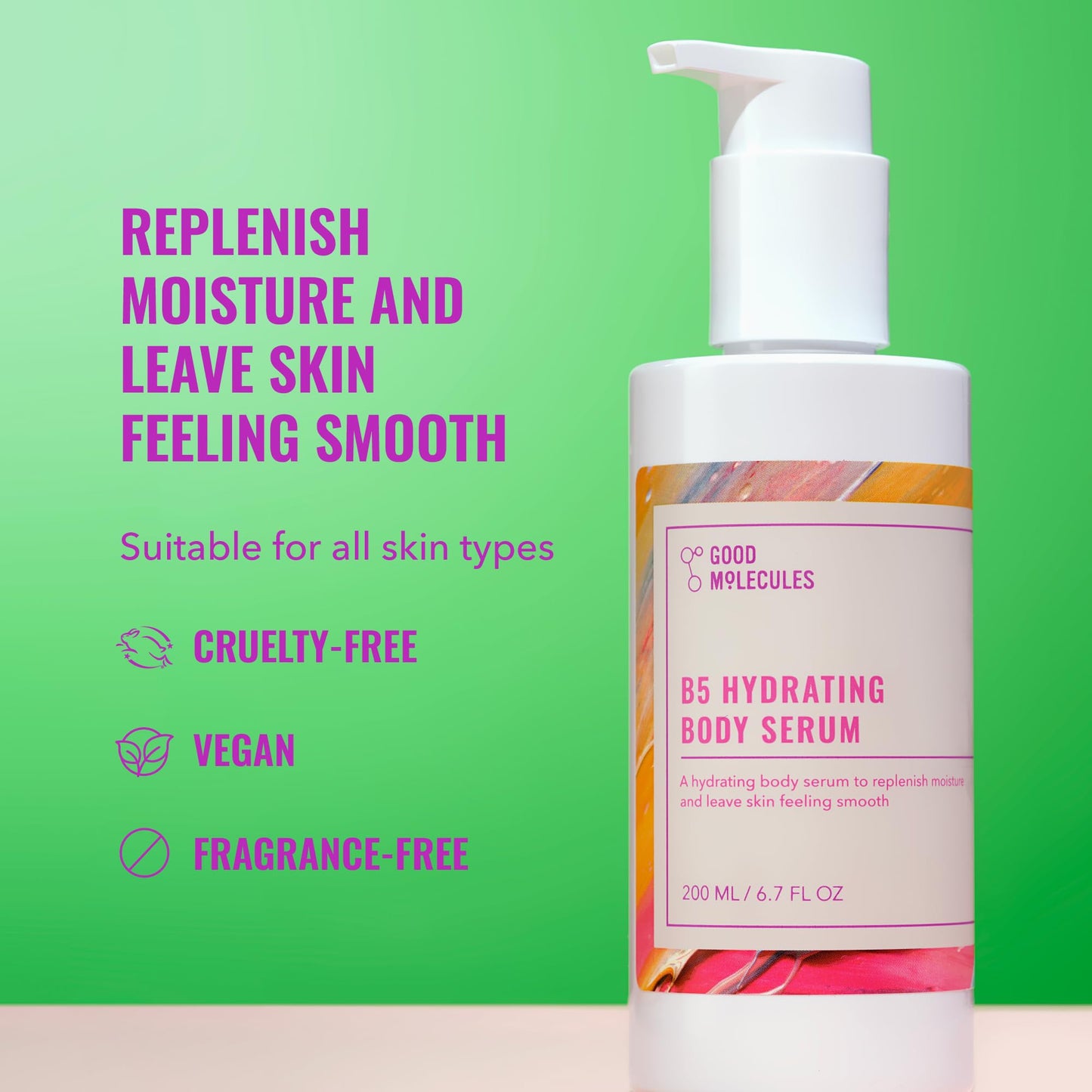 Good Molecules B5 Hydrating Body Serum - Vitamin B5 Ultra Hydrating Serum with Beta Glucan to Retain Moisture and Plumpness, Skin Care for Body