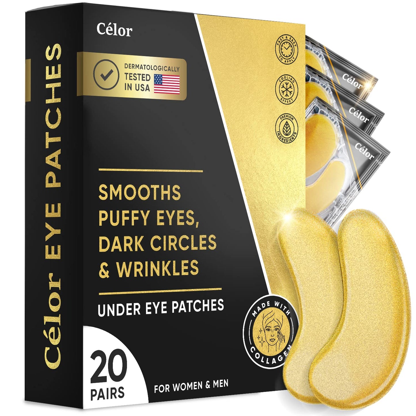 Under Eye Patches (20 Pairs) - Eye Patches For Puffy Eyes And Dark Circles - Under Eye Mask For Beauty & Personal Care - Under Eye Mask Amino Acid Beauty and Personal Care CÉLOR Default Title