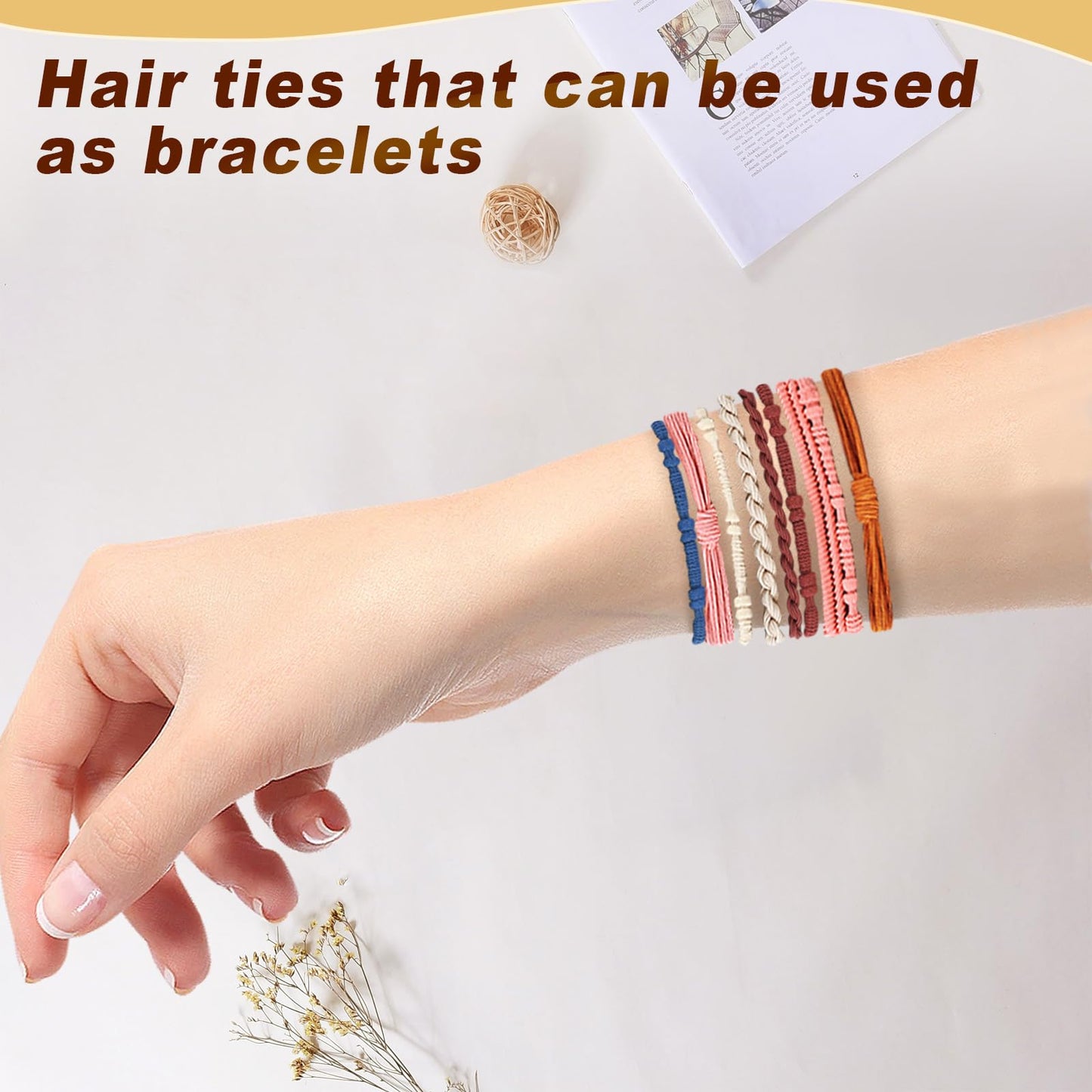 48 PCS Boho Hair Ties, Elastic Hair Tie Bracelets for Women, Cute Hair Ties No Damage, Ponytail Holders for Girls with Thick and Thin Hair Beauty and Personal Care SLNZAPTY