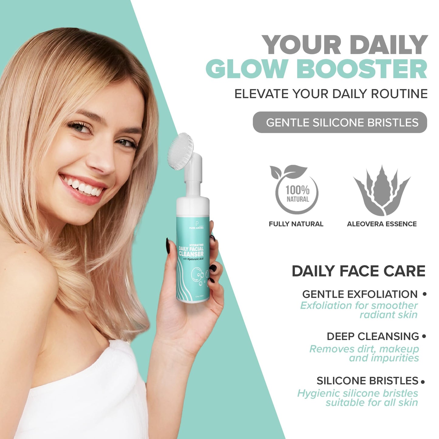 Pure Aroma Hydrating Daily Facial Cleanser | Foaming Face Wash & Makeup Remover With Hyaluronic Acid, Glycerin | For All Type Of Skin |
