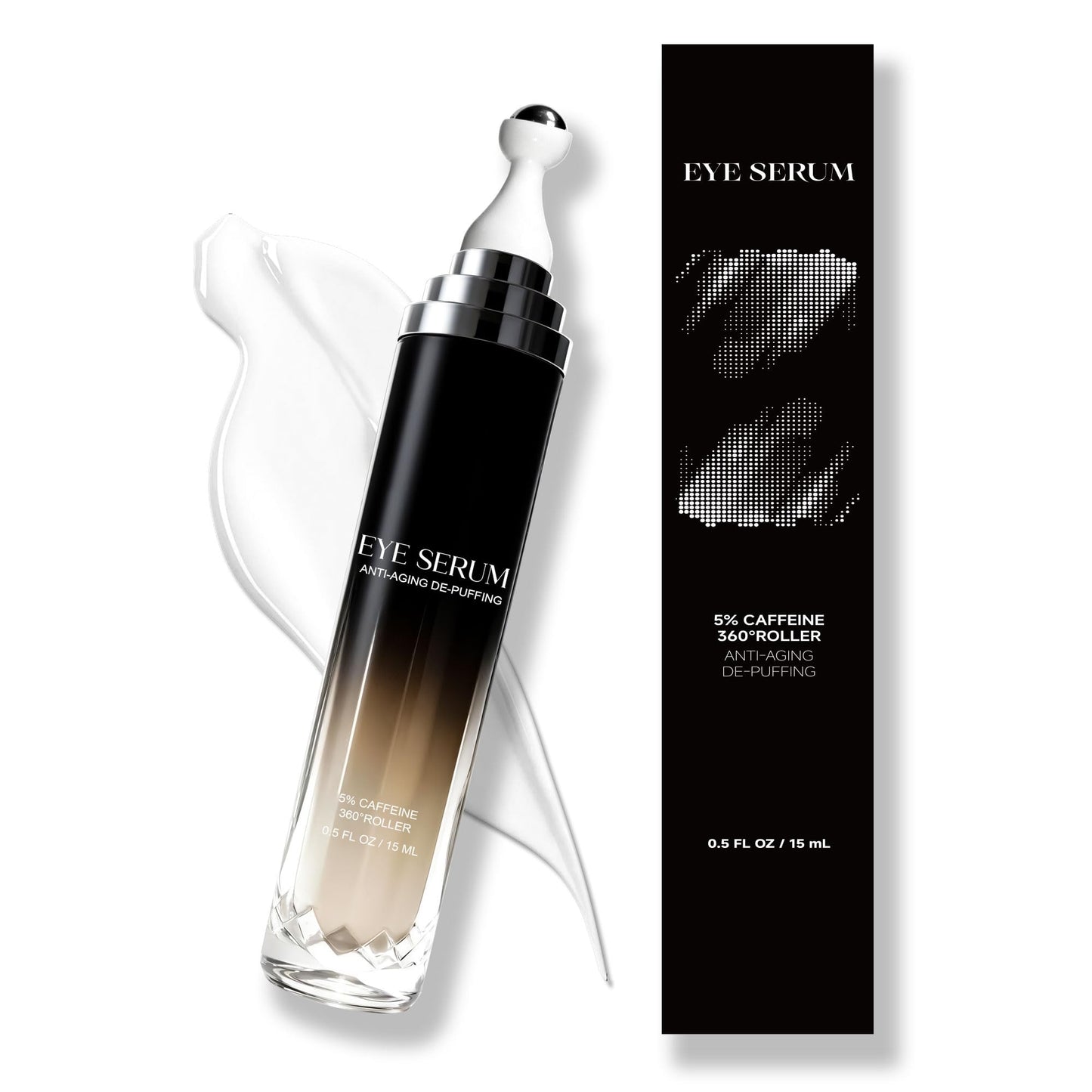 Eye Cream with 360° Roller, Anti-Aging Wrinkle Wrinkle, Caffeine Eye Serum Diminishes Dark Circles & Puffiness, Retinol Peptide Formula, 0.5 Fluid Beauty and Personal Care LAOBAI Default Title