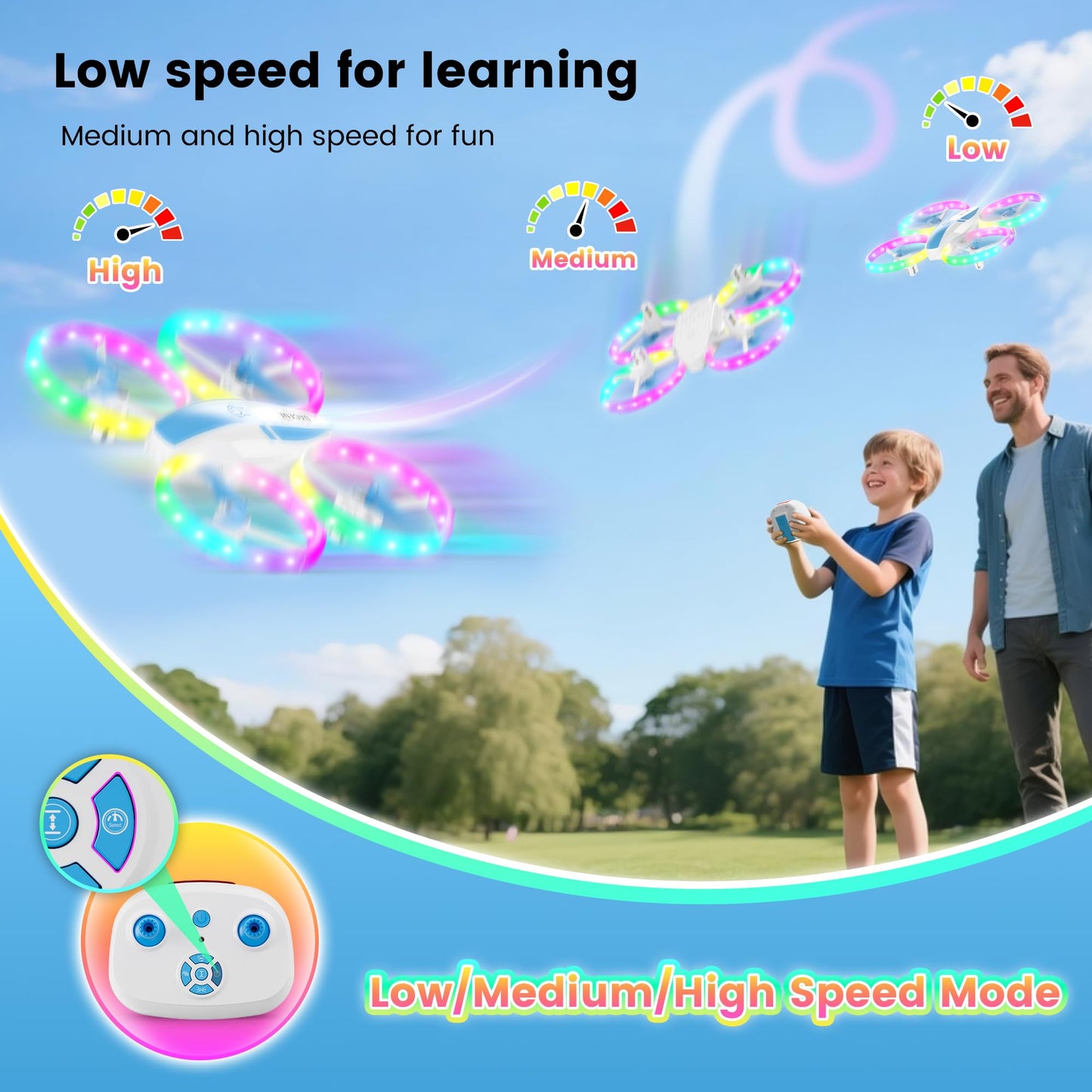 Mini Drone for Kids and Beginners with Fancy LED & Altitude Hold,Birthday Gift for Boys Girls,RC Drone with Propeller Protection,360°Flips,3 Speed…