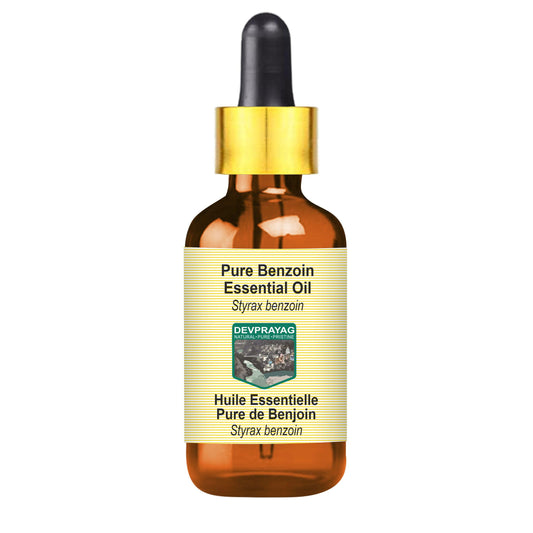 Devprayag Benzoin Essential Oil (Styrax Benzoin) with Glass Dropper - Pure - Viscous Texture - Unisex - All Skin Types - External Use - Natural Beauty and Personal Care DEVPRAYAG