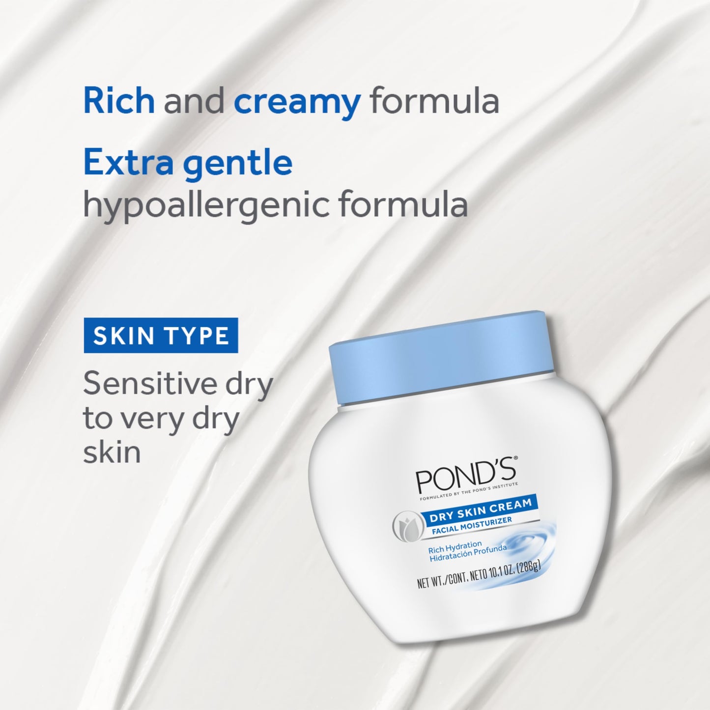 POND’S Dry Skin Cream - Moisturizing Face Cream for Deep Hydration - Daily Hydrating Facial Moisturizer for Radiant Skin - Dermatologist Tested