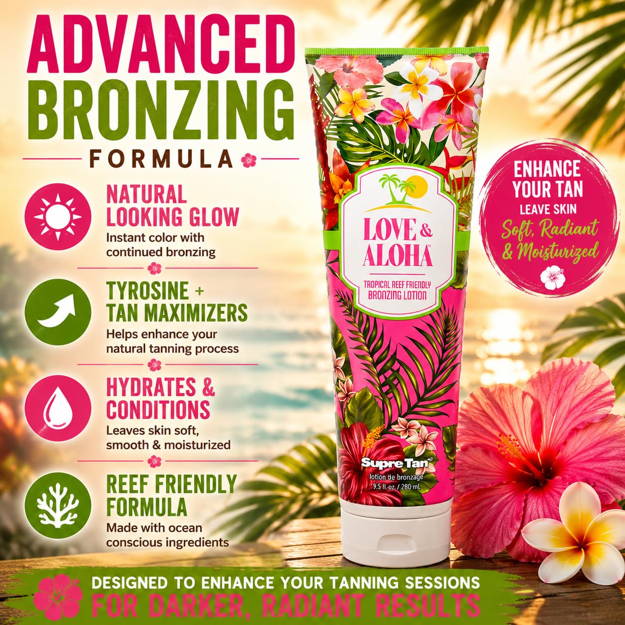 Love & Aloha Tropical Reef Friendly Bronzing Lotion 9.5oz