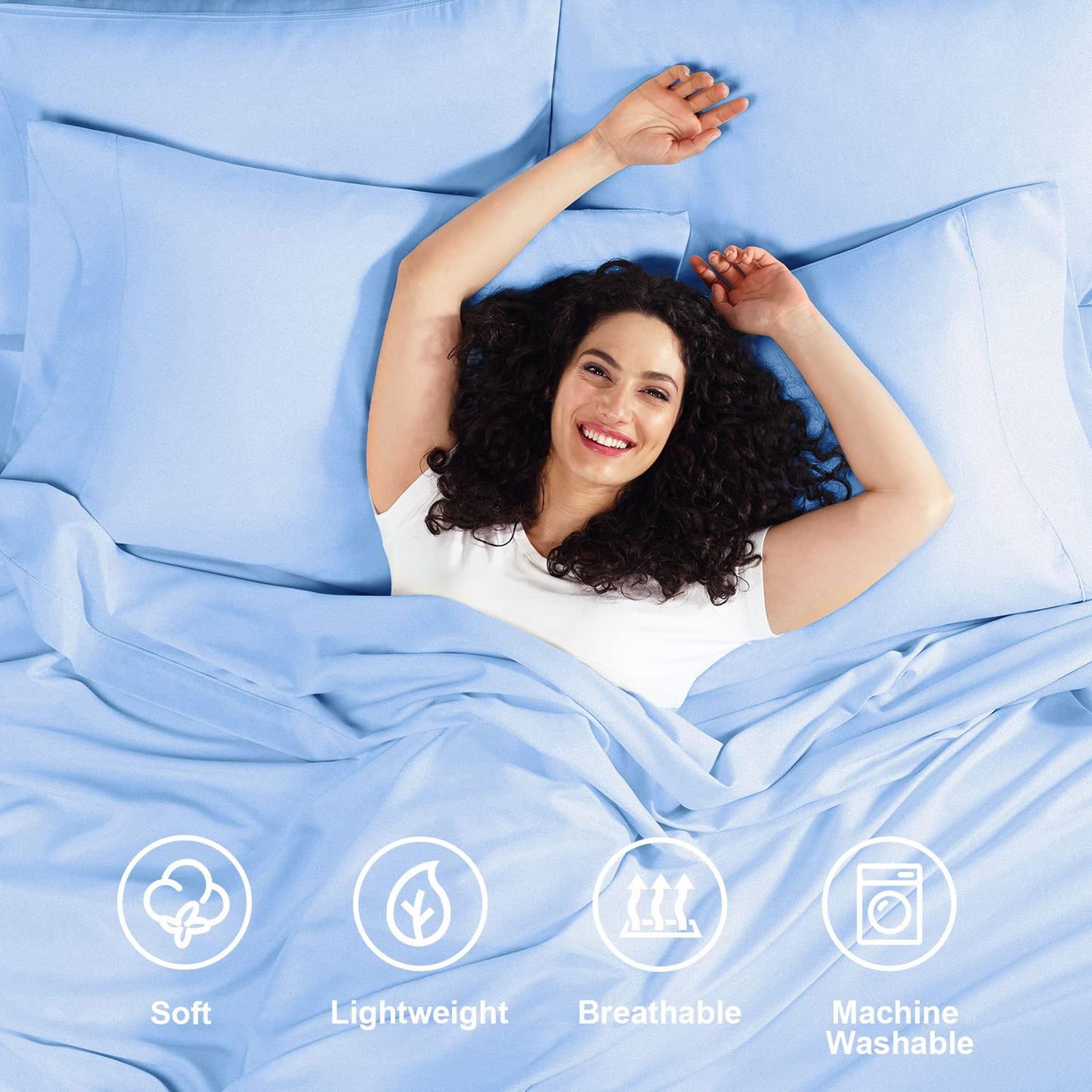 Empyrean Queen Sheets Set - 110 GSM 6 Piece Bed Sheets for Queen Size Bed, Double Brushed Queen Size Sheets, Soft Bedding Sheets & Pillowcases - Calm