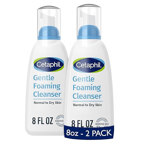 Cetaphil Oil Free Gentle Foaming Cleanser For Dry to Normal, Sensitive Skin, 8oz Pack of 2, Made with Glycerin and Vitamins B5 and E, Dermatologist