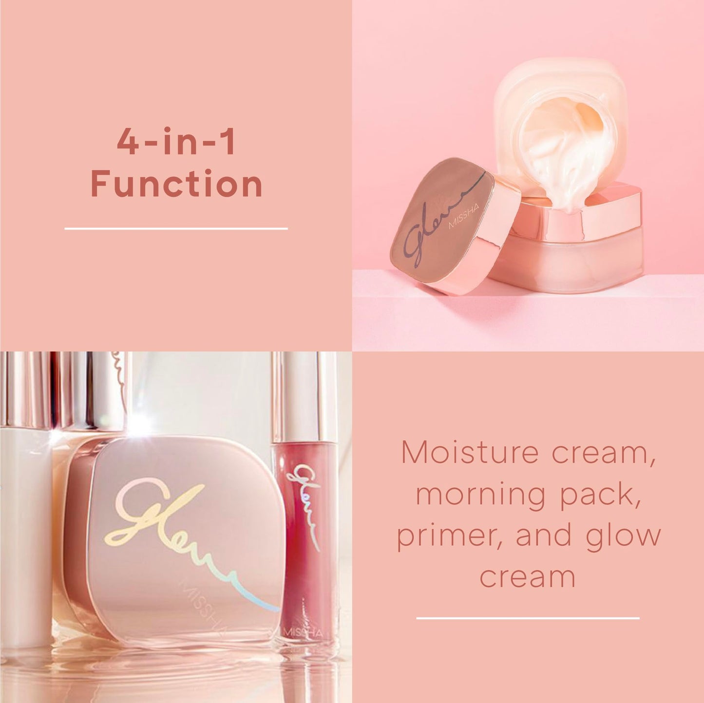 MISSHA Glow Skin Balm 1.69 fl oz/ 50ml 4-in-1 Primer, Moisturizing Cream, Morning Pack, Luminizing Cream for a Flawless Natural Glow, Glass Skin