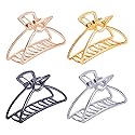 TANG SONG 4PCS Large Metal Hair Claw Clips Hair Catch Barrette Jaw Clamp for Women Half Bun Hairpins for Thick Hair(Silver+Gold+Rose Gold+Black)