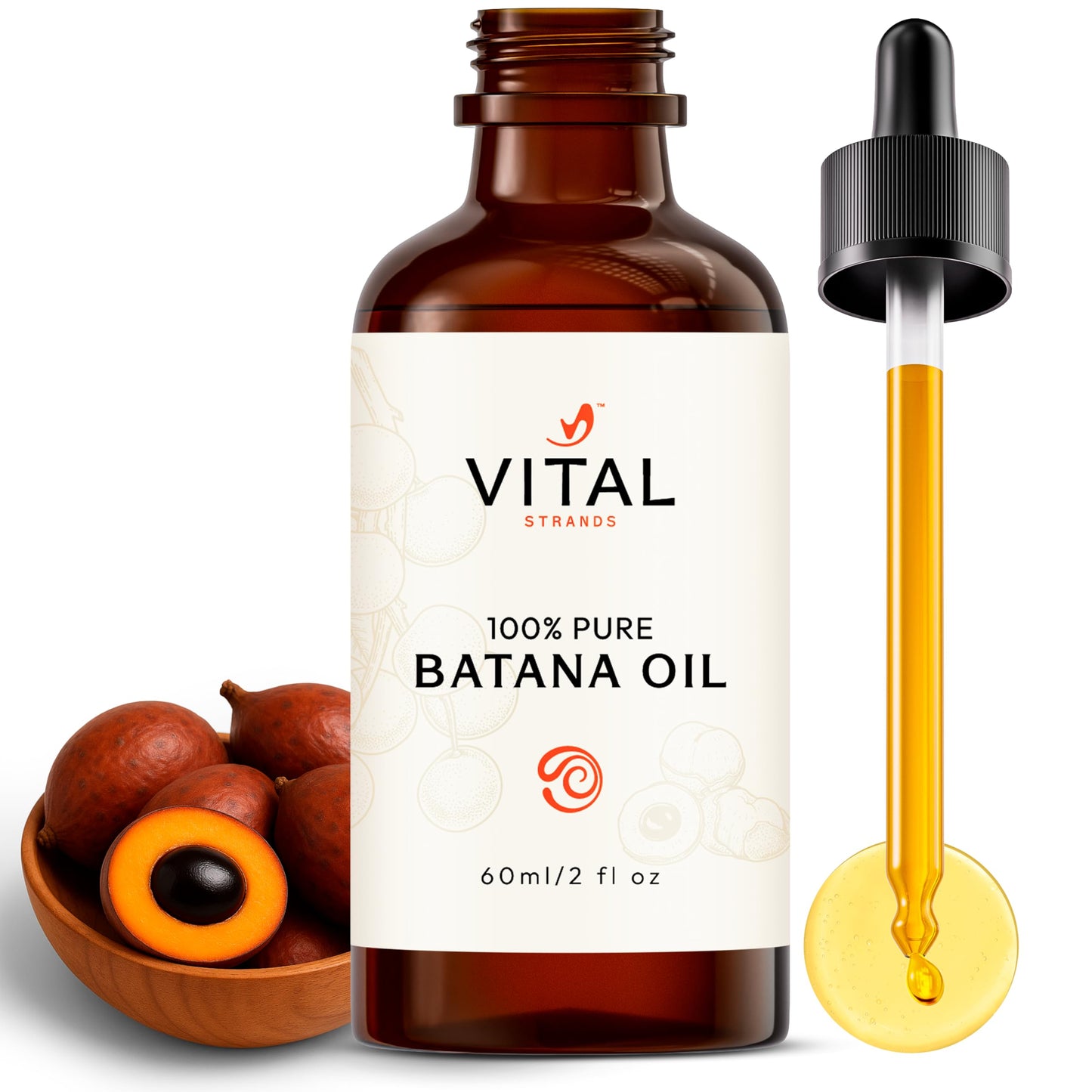 Vital Strands Batana Oil for Hair Growth - 100% Pure & Organic Botana Oil from Honduras - Strengthens, Thickens & Restores Natural Hair - Cold Pressed