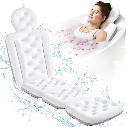 Full Body Bath Pillow for Bathtub, Thick Bathtub Cushion, Luxury Tub Pillow for Bath for Headrest Neck and Back Support White 60" x 16" Beauty and Personal Care VOXOR