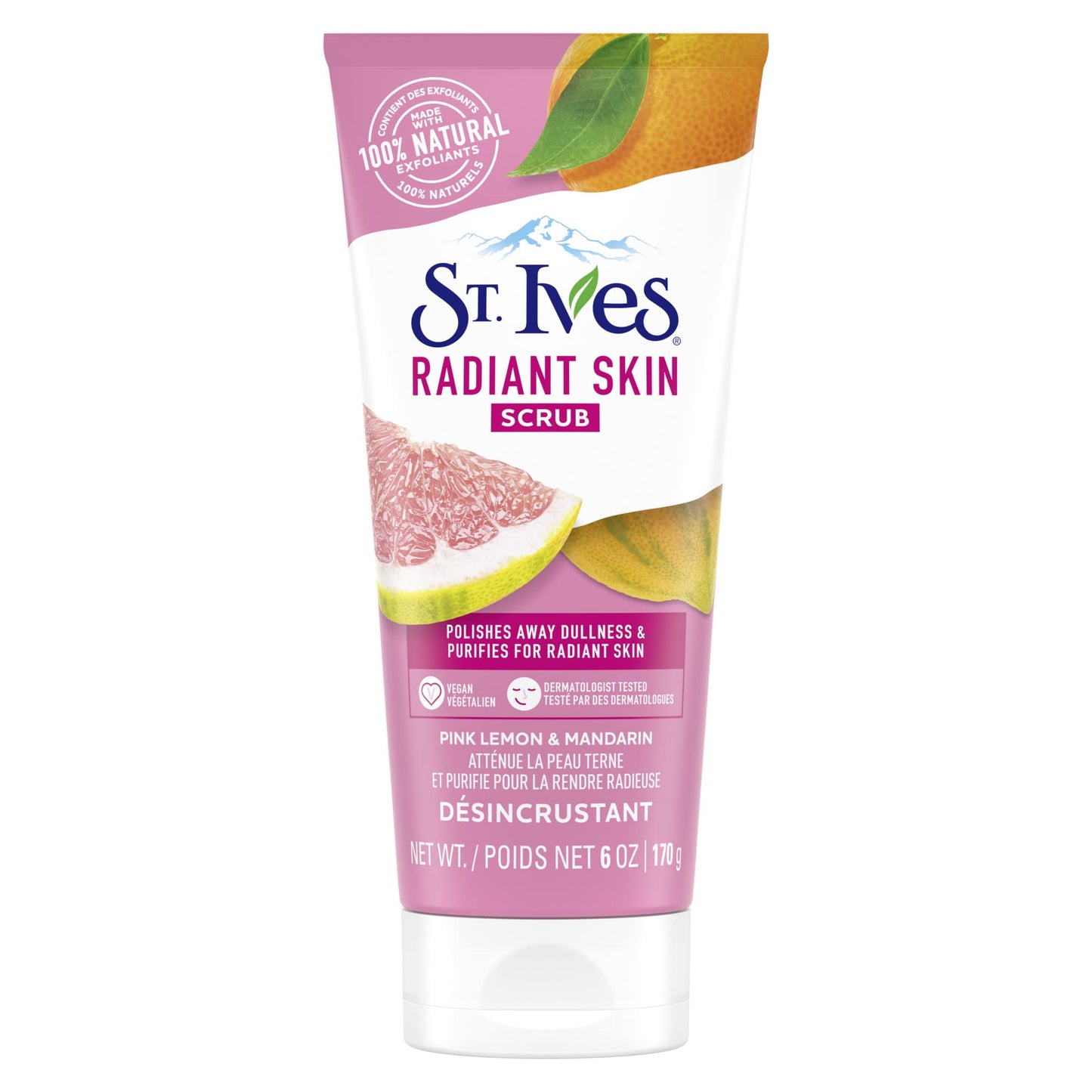 St. Ives Radiant Skin Face Scrub, Pink Lemon and Mandarin Orange, 6 OZ