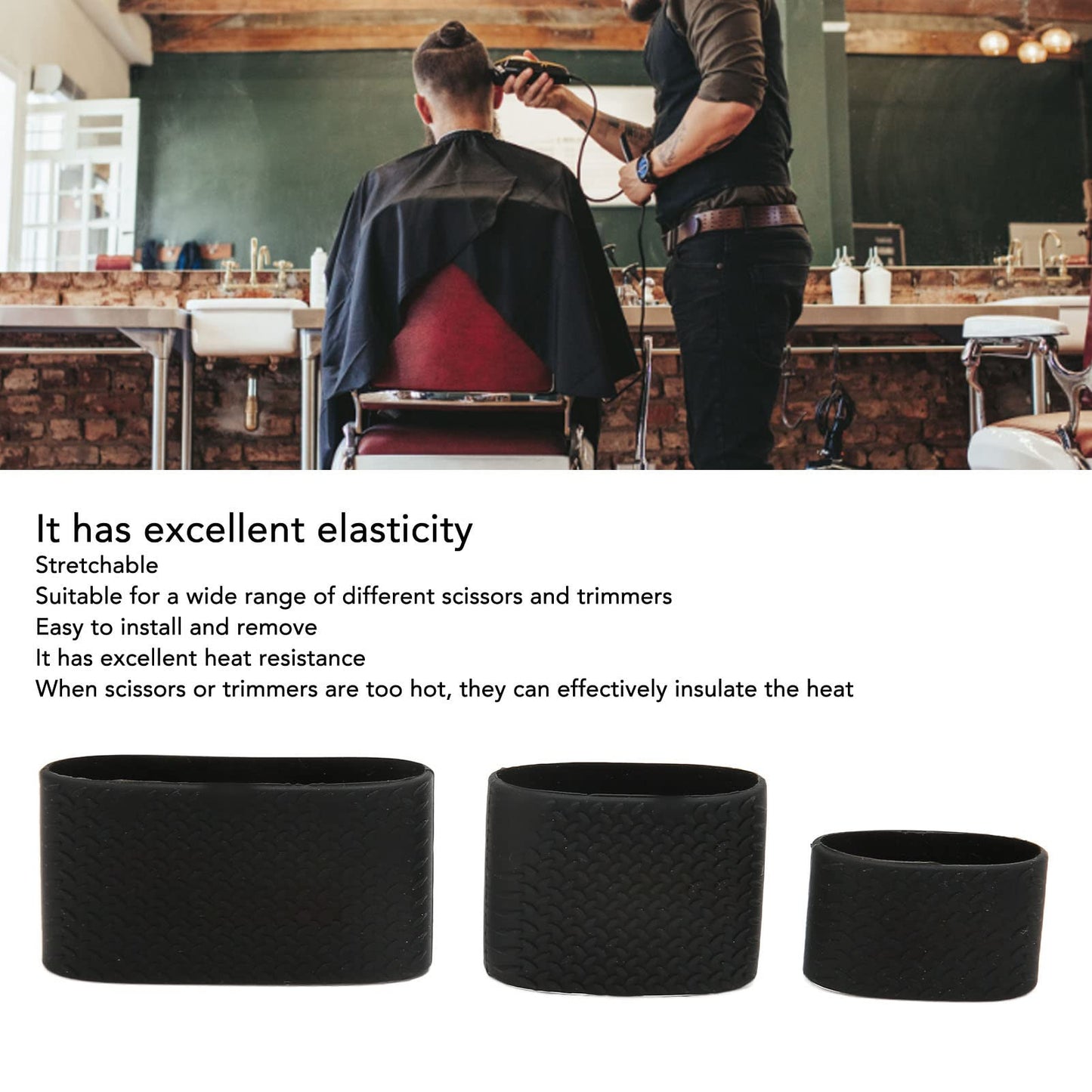 Barber Sleeve Stretchy Clipper Bands Slicone Slip Universal Easy Installation for Hair Salon for Baber Tool Beauty and Personal Care Socobeta