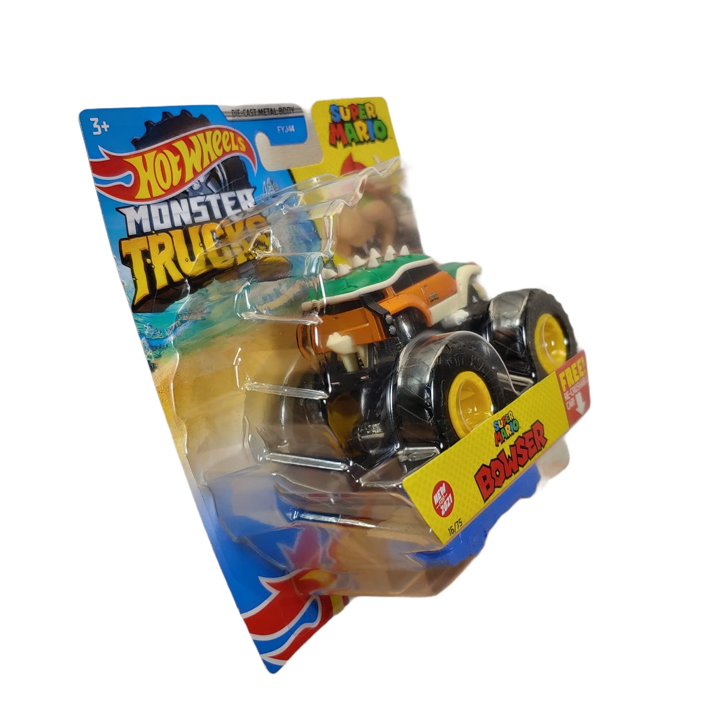 Hot Wheels Monster Trucks 2021 #16/75 Super Mario Bowser with Re-Crushable Car