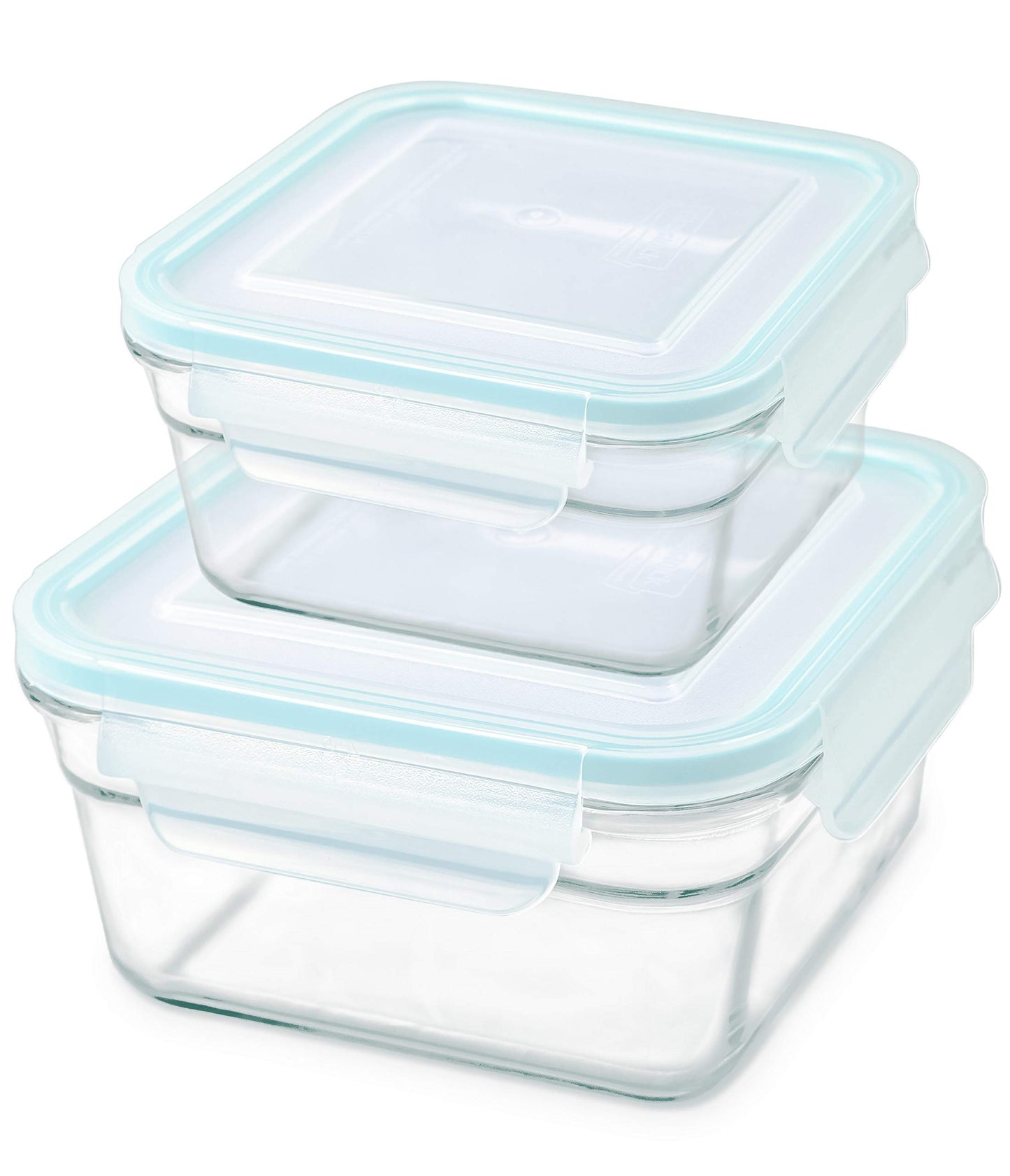 Glasslock Snaplock Lid Tempered Storage Square Containers 26oz & 12oz Anti Spill Microwave & Oven Safe (4 piece)