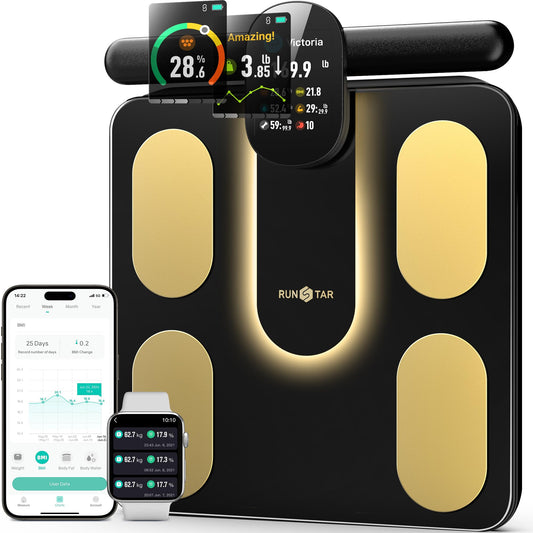 RunStar Smart Scale FSA&HSA Eligible, 8 Electrodes Digital Bathroom Scale for Body Weight and Fat, BMI, Muscle Mass 28 Body Composition Measurement…