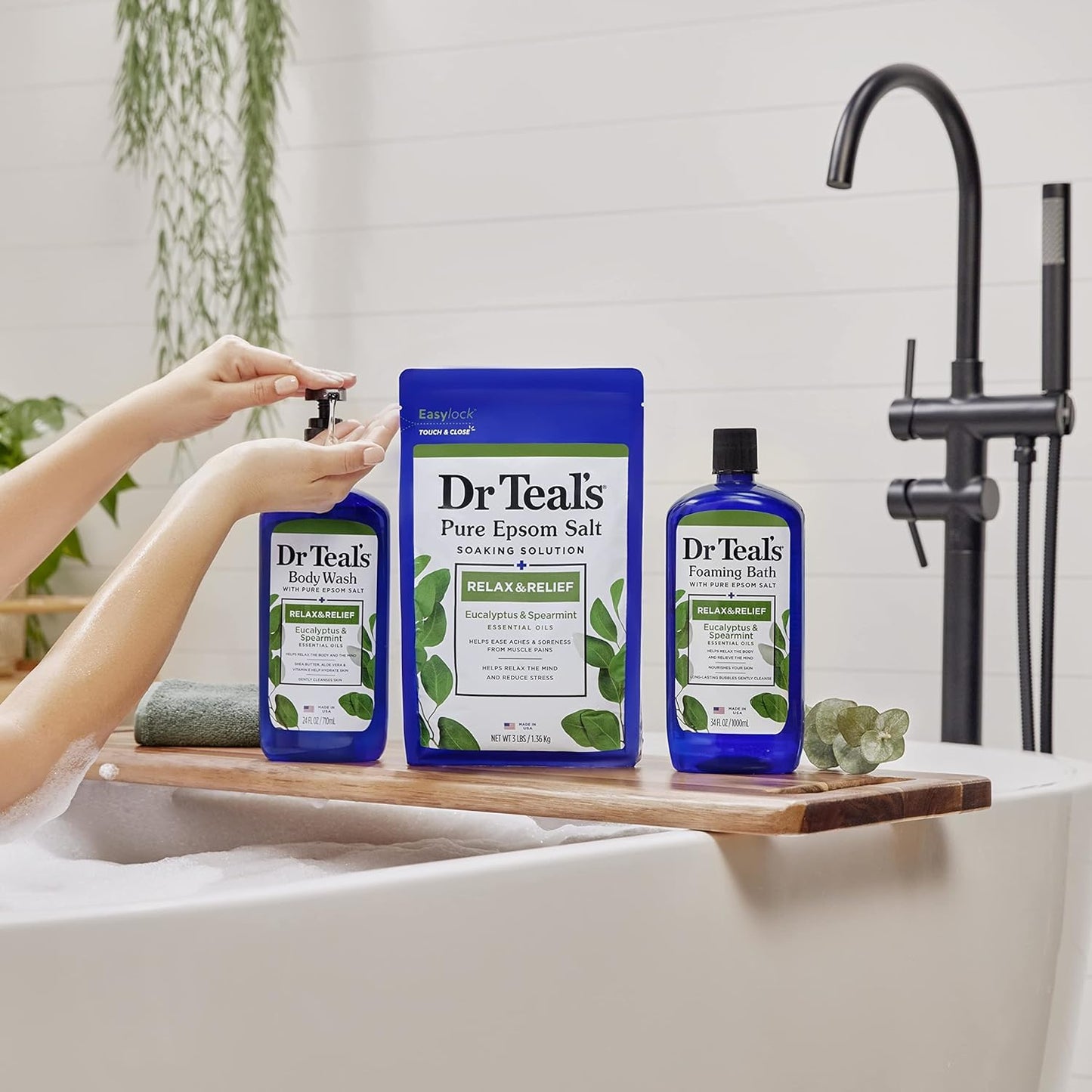 Dr Teal's Body Wash, Relax & Relief with Eucalyptus & Spearmint 24 oz (Pack of 9)